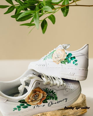 Custom Air Force 1 x Delicate Darling Wedding Theme Sneaker - Sides & Top