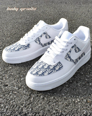 Custom Air Force 1 x Dior Luxury Brand Theme Sneaker - Front Side Close Up