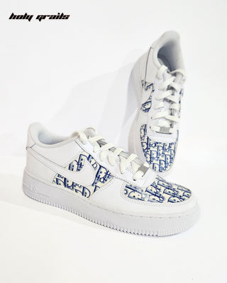 Custom Air Force 1 x Dior Luxury Brand Theme Sneaker - Front Top & Public Side