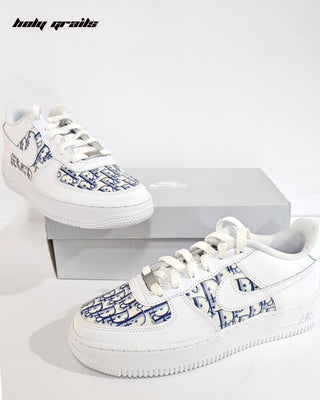 Custom Air Force 1 x Dior Luxury Brand Theme Sneaker - Front & Side Close With Box