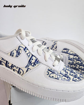 Custom Air Force 1 x Dior Luxury Brand Theme Sneaker - Public Side Close Up