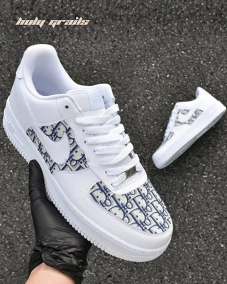 Custom Air Force 1 x Dior Luxury Brand Theme Sneaker - Public Side in Hand Close