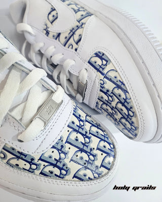 Custom Air Force 1 x Dior Luxury Brand Theme Sneaker - Toebox Close Up