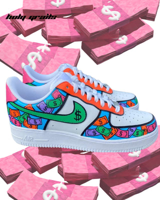 Custom Air Force 1 x Dollar Splash Abstract Theme Sneaker - Side