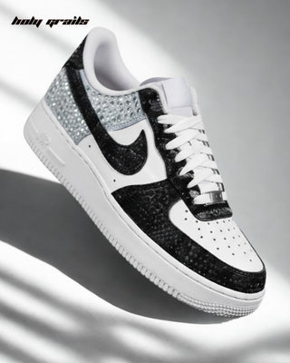 Custom Air Force 1 x Domino Bling Rhinestone Wedding Sneakers - Front Side