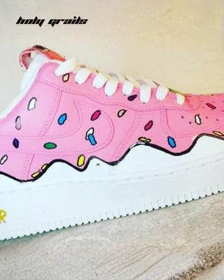 Custom Air Force 1 x Donut Food Theme Sneaker - Public Side Close Up