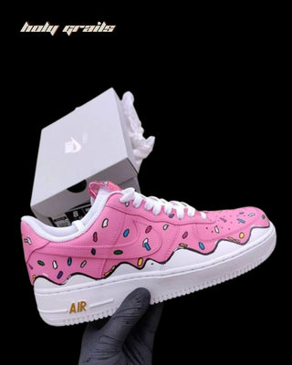 Custom Air Force 1 x Donut Food Theme Sneaker - Public Side in Hand