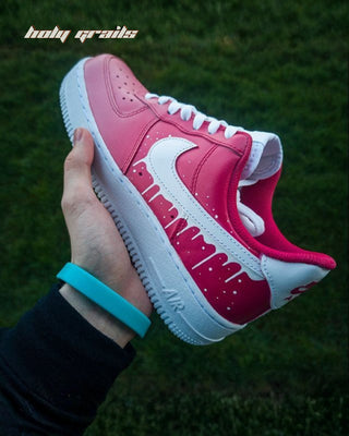 Custom Air Force 1 x Girl’s Drip Swoosh Theme Sneaker - Public Side in Hand