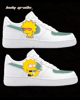 Custom Air Force 1 x High Lisa Simpson Stoner Art Theme Sneaker - Public Sides