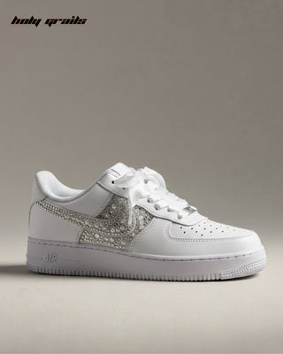 Custom Air Force 1 x Ivory & Ice Rhinestone Wedding Sneakers - Side