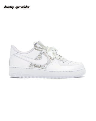 Custom Air Force 1 x Ivory & Ice Rhinestone Wedding Sneakers - Side 1