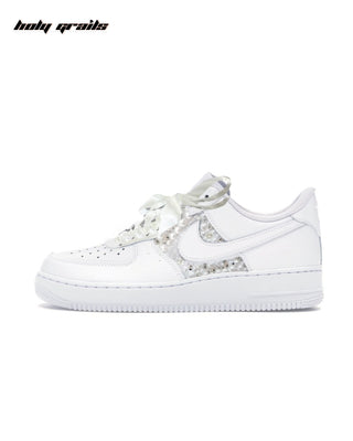 Custom Air Force 1 x Ivory & Ice Rhinestone Wedding Sneakers - Side 2