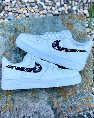 Custom Air Force 1 x LV Monogram Swoosh Theme Sneaker - Public Sides 2