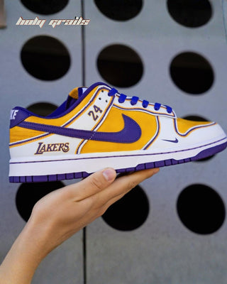 Custom Air Force 1 x Lakers Sports Theme Sneakers - Public Side in Hand