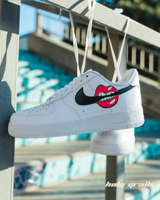 Custom Air Force 1 x Lip Smacking Abstract Theme Sneaker - Handing Side