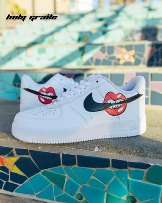 Custom Air Force 1 x Lip Smacking Abstract Theme Sneaker - Sides