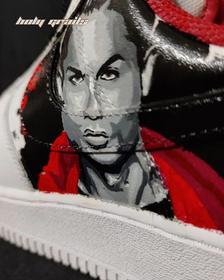 Custom Air Force 1 x Manchester United Custom Sports Theme Sneaker - Public Side 1 Close Up
