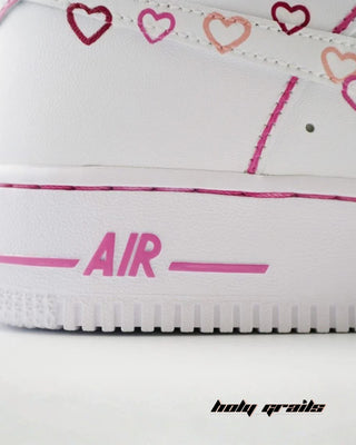 Custom Air Force 1 x Modern Romantic Valentine Theme Sneaker - Public Side Close Up