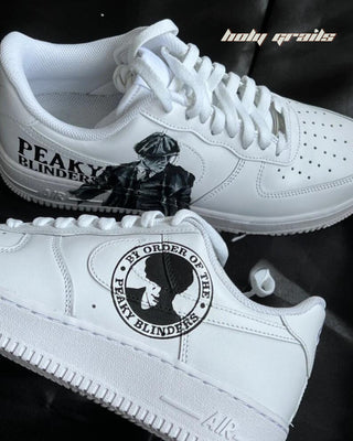 Custom Air Force 1 x Peaky Blinders TV Series Theme Sneaker - Both Sides Close Up