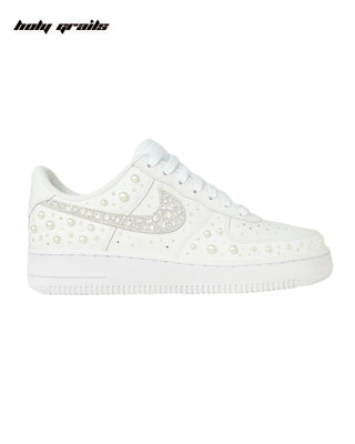 Custom Air Force 1 x Pearly Night Rhinestone Wedding Sneakers - Side 1