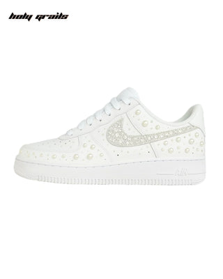 Custom Air Force 1 x Pearly Night Rhinestone Wedding Sneakers - Side 2
