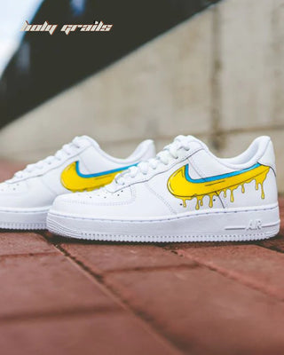 Custom Air Force 1 x Primary Drip Swoosh Theme Sneaker - Public Side Close