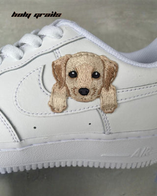 Custom Air Force 1 x Puppy Eyes Pet Theme Sneaker - Public Side Close Up