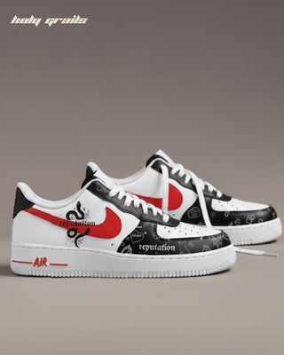 Custom Air Force 1 x Reputation Era Pop Culture Theme Sneaker - Both Sides