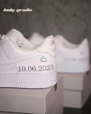 Custom Air Force 1 x Ring it, Wing it Wedding Theme Sneaker - Side Close
