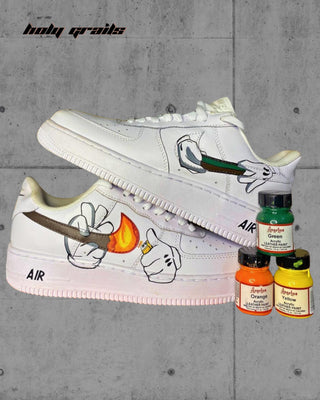 Custom Air Force 1 x Rolling Joint Stoner Art Theme Sneaker - Public Sides