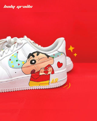 Custom Air Force 1 x Shinchan Favorite Character Sneaker - Public Side Close Up