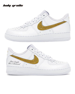 Custom Air Force 1 x Shine Bright Rhinestone Wedding Sneakers - Both Sides