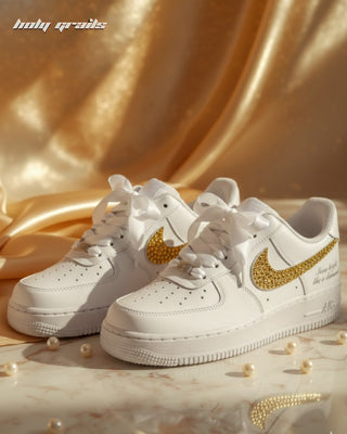 Custom Air Force 1 x Shine Bright Rhinestone Wedding Sneakers - Front Sides
