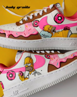 Custom Air Force 1 x Simpson’s Donut Food & Favorite Character Theme Sneaker - Public Sides Close Up