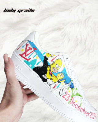 Custom Air Force 1 x Simpsons Love Wedding Theme Sneaker - Side 1