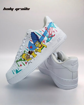 Custom Air Force 1 x Simpsons Love Wedding Theme Sneaker - Side & Back