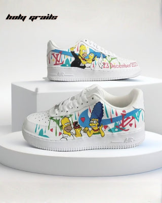 Custom Air Force 1 x Simpsons Love Wedding Theme Sneaker - Sides