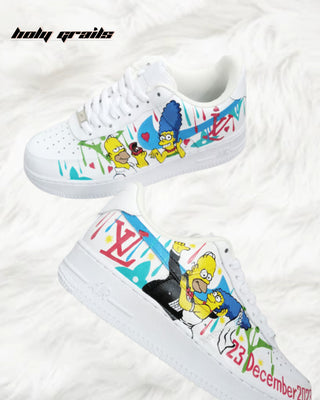 Custom Air Force 1 x Simpsons Love Wedding Theme Sneaker - Sides & Top