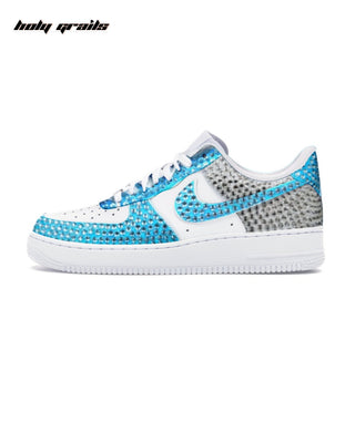 Custom Air Force 1 x Sky Blue Glaze Rhinestone Wedding Sneakers - Side 2