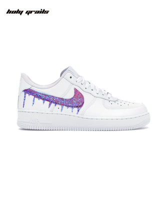 Custom Air Force 1 x Slushie Swoosh Rhinestone Wedding Sneakers - Side