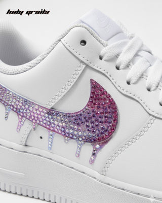 Custom Air Force 1 x Slushie Swoosh Rhinestone Wedding Sneakers - Side Close Up