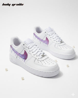 Custom Air Force 1 x Slushie Swoosh Rhinestone Wedding Sneakers - Sides Both