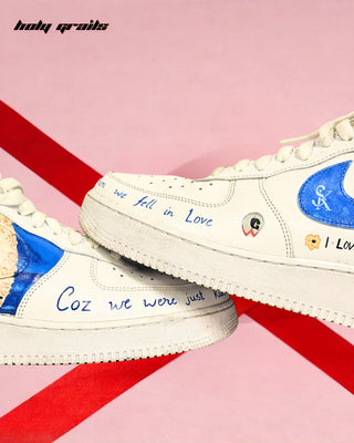 Custom Air Force 1 x Someone's Special Edition Wedding Theme Sneaker - Toe Box Sides Shoe on Top Close Up