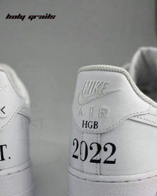 Custom Air Force 1 x Special Date Wedding Theme Sneaker - Back Close Up