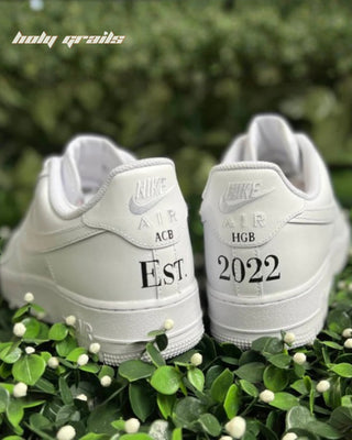 Custom Air Force 1 x Special Date Wedding Theme Sneaker - Back Sides