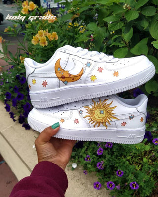 Custom Air Force 1 x Sunshine Abstract Theme Sneaker - Both Sides 1 Shoes in Hand
