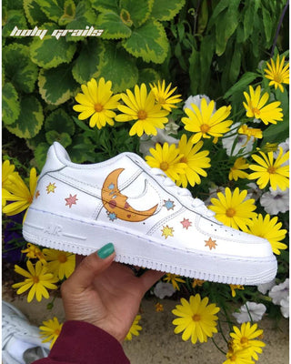 Custom Air Force 1 x Sunshine Abstract Theme Sneaker - Both Side 1 Shoes in Hand
