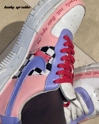 Custom Air Force 1 x Swiftheart Pastel Pop Culture Theme Sneaker -  Side In Feet Close Up