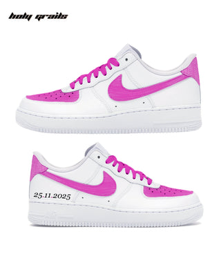 Custom Air Force 1 x The Magenta Moment Rhinestone Wedding Sneaker - Both Sides