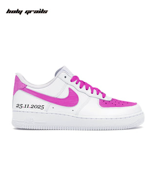 Custom Air Force 1 x The Magenta Moment Rhinestone Wedding Sneaker - Side 1